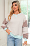 Parchment Colorblock Patchwork Striped Sleeve Sweatshirt