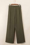 Jungle Green Plus Size Textured Shirred High Waist Pants