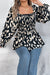 Black Leopard Print Smocked Chiffon Blouse