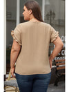 Light French Beige Ruffled Short Sleeve Plus Size Top