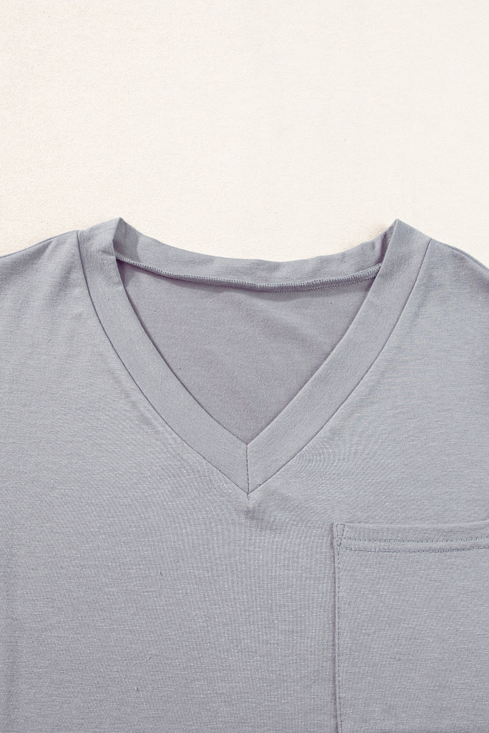 Medium Grey V Neck Pocketed Rounded Hem Tee