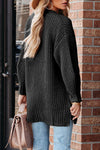 Black Solid Color Buttoned Down Casual Knitted Cardigan - Cocoa Yacht Club