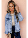 Beau Blue Vintage Washed Flap Pockets Denim Jacket