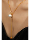 Gold Plated Pearl Beaded Y-Shape Necklace