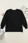 Bonbon Solid O Neck High Low Hem Pullover Sweatshirt