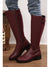 Burgundy Side Zipper Knee High Chunky Low Heel Boots