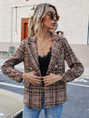 Full Size Plaid Lapel Collar Blazer - Cocoa Yacht Club