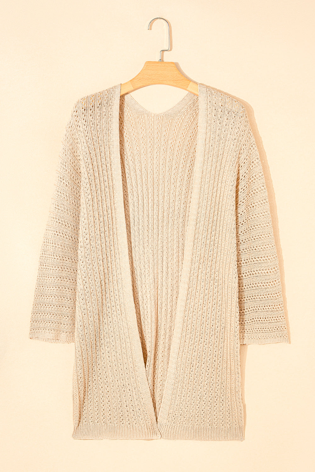 Rose Hollow-out Bracelet Sleeve Knit Cardigan