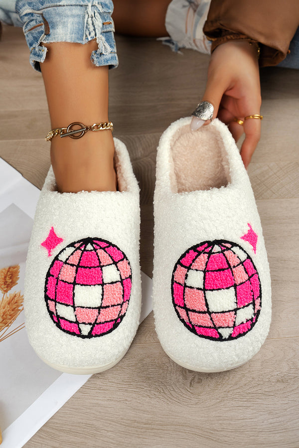 White Disco Ball Home Plush Slippers