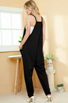 Black Solid Color Loose Fit Harem Jumpsuit