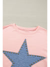 Apricot Studded Star Graphic Oversized Top