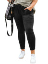 Black Plus Size Smocked High Waist Pocketed Soft Pants