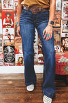 Sail Blue Stitch Patch Pocket Bootcut Jeans