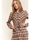 And the Why Plaid Tiered Midi Shirt Dress - Cocoa Yacht Club