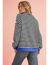 Green Stripe Contrast Edge Oversized Sweatshirt