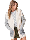 Black Striped Patchwork Pocket Open Front Cardigan