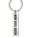 White MOM BOSS QUEEN Keyring