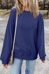 Orange Plain Drop Shoulder Crewneck Pullover Sweatshirt