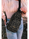 Leopard Printed PU Leather Zippered Fanny Pack Sling Bag