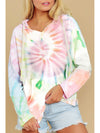 Drawstring Tie-Dye Long Sleeve Hoodie - Cocoa Yacht Club