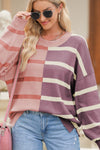 Contrast Striped Long Sleeve Sweatshirt