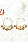 Gold Bohemian Vacation Shell Hoop Earrings