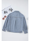 Blue Stripe Washed Oversized Pocketed Denim Jacket