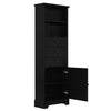 Black High Storage Cabinet with 3 Drawers and Adjustable Shelves