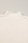 Beige Mock Neck Knitted Dolman Top