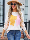 Angel Wings Bow Round Neck Dropped Shoulder Sweater - Cocoa Yacht Club