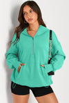 Bonbon Kangaroo Pocket Half Zipper Oversized Hoodie