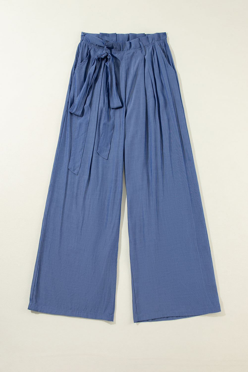 Wild Wind Belted Frill Waist Wide Leg Loose Pants