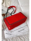 Fiery Red Chain Decor Chevron Embroidery Thread Shoulder Bag