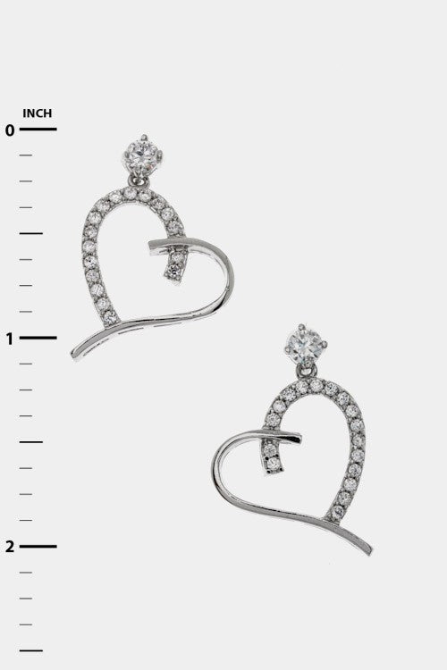 Dangling Heart CZ Earrings