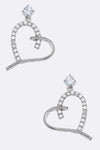 Dangling Heart CZ Earrings