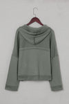 Khaki Solid Color Casual Button Seam Trim Hoodie