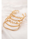 Gold Hollow Out Love Letter Heart Open Cuff Bangle 5pcs