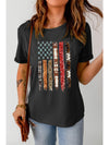 American Flag Print Black Graphic Tee