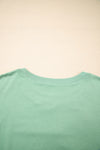 Grass Green Flower Applique Mineral Wash Plus Size Top