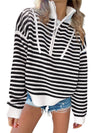 Black Stripe Zip Up Collar Drop Sleeve Sweater