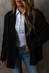 Black Lapel Flap Pocket Buttoned Blazer