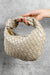 Beige Braided PU Leather Zipper Handbag