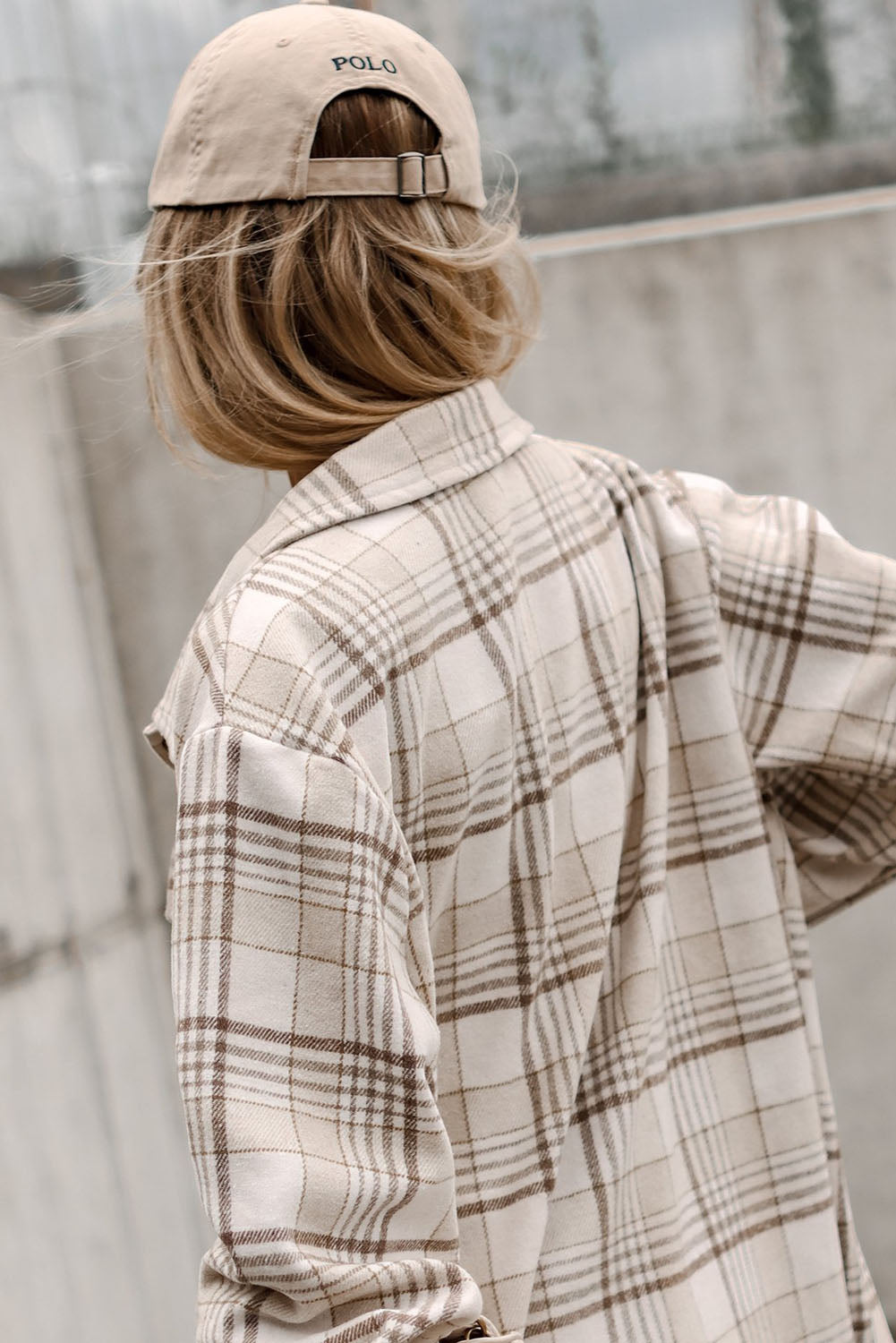 Khaki Plaid Removable Hooded Button Up Jacket