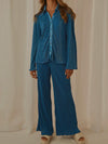  Collared Neck Long Sleeve Top and Pants Lounge Set.