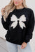 Black Rhinestone Décor Bow Graphic Pullover Sweatshirt