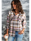 Brown Plaid Button Up Long Sleeve Flannel Shacket