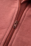 Flamingo Zip Up Stand Collar Ribbed Thumbhole Sleeve Sweatshirt