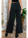 Black Elastic High Waisted Wide Leg Pants with Pockets