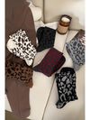 Chestnut Allover Leopard Print Crew Socks