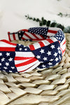 Navy Blue American Flag Print Knotted Hairband